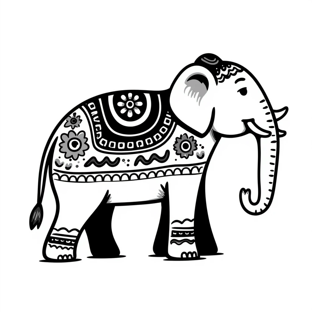 Colorful Indian elephant with decorative patterns emoji