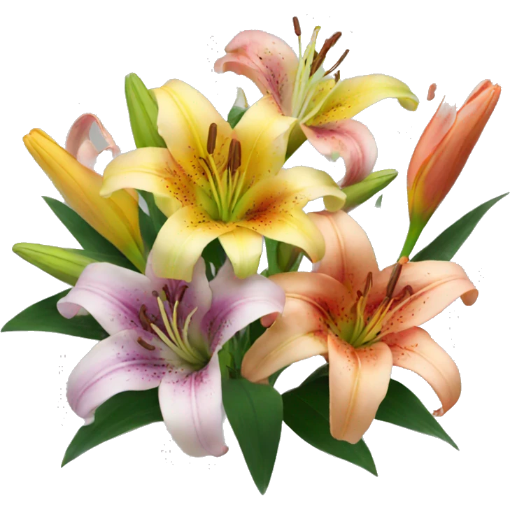 Bouquet of colourful lilies emoji