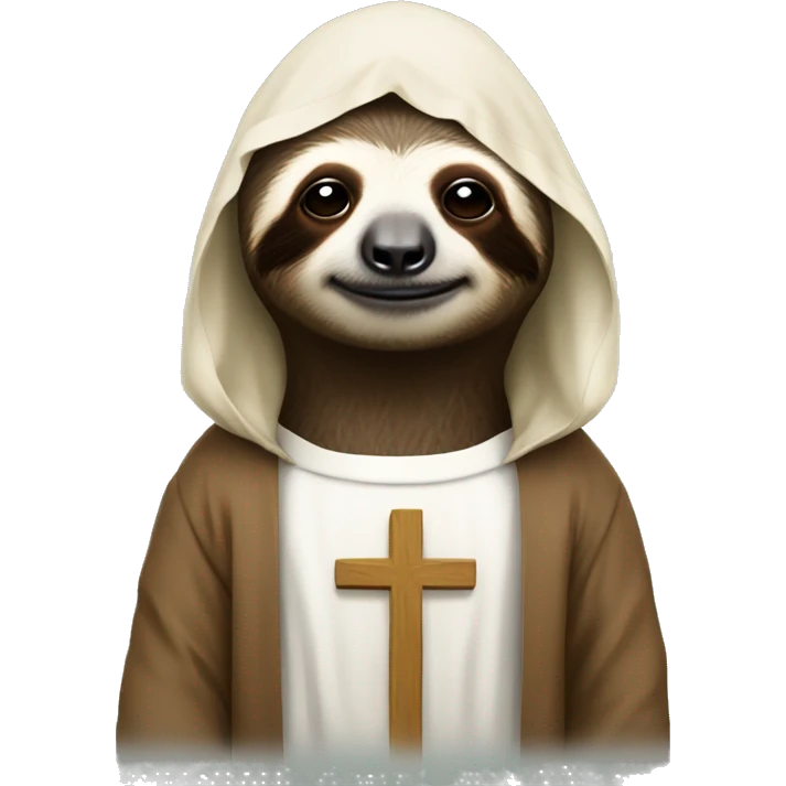 Sloth wearing jesus garb emoji