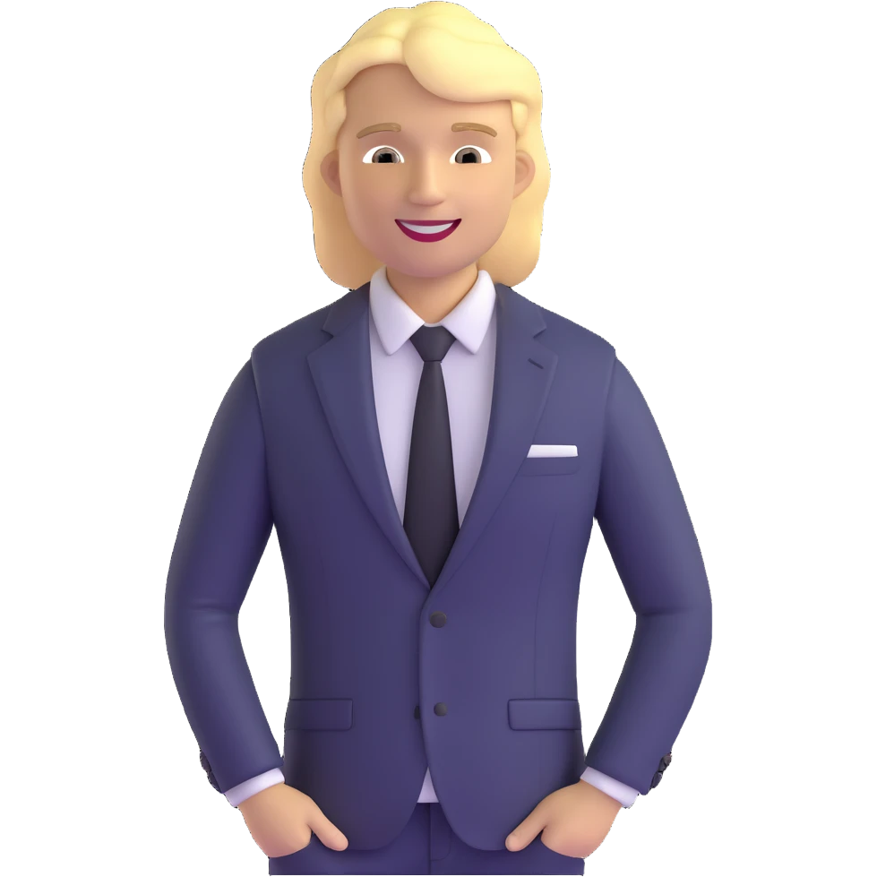 Oleg Tinkov, smiling, blond hair, business casual emoji