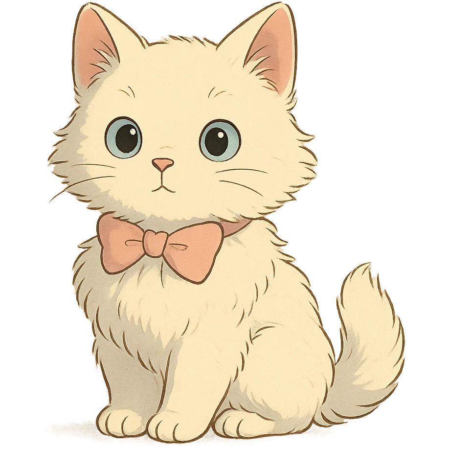 cute fluffy white kitten with a light pink bow emoji