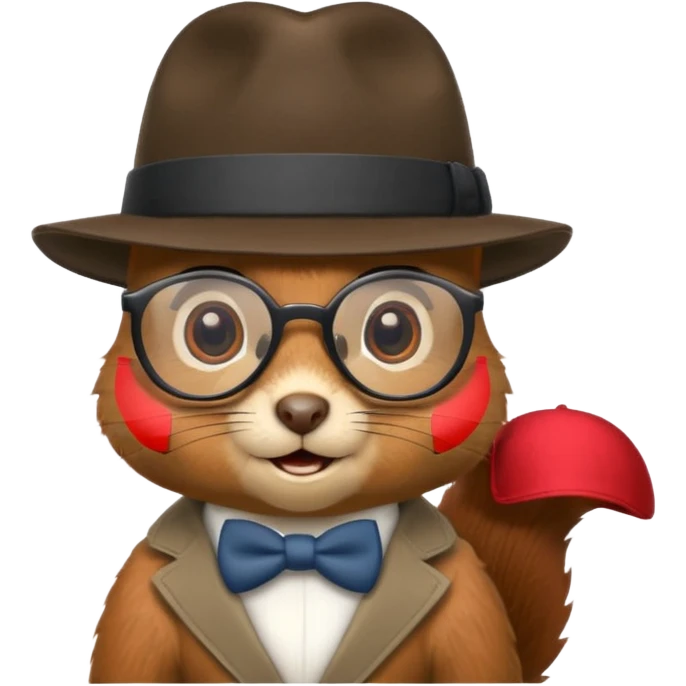 squirrel with glasses and fedora emoji