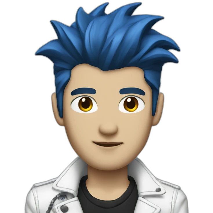 Punk man with white leather jacket with dark blue hair emoji