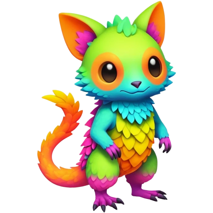 lush warm-colored modern colorful neon-colored Fakémon-Trico-creature (full body) emoji