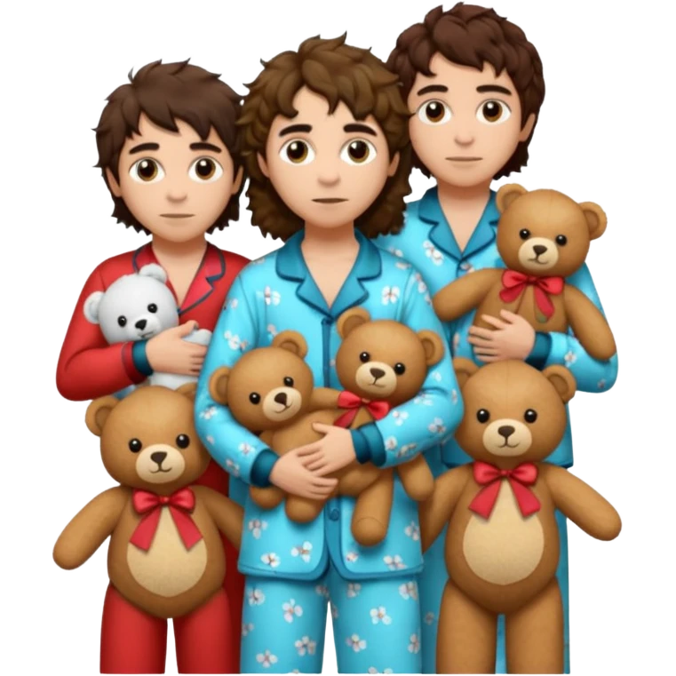 the band greta van fleet wearing pajamas and holding teddy bears emoji