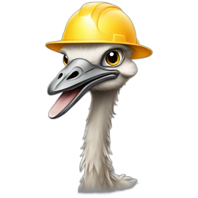 hard working ostrich with construction hat emoji