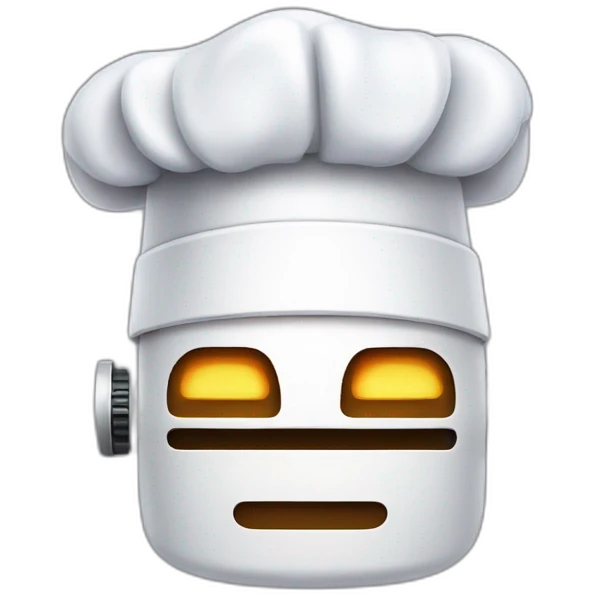 Robot wearing chefs hat in pixel art style. emoji
