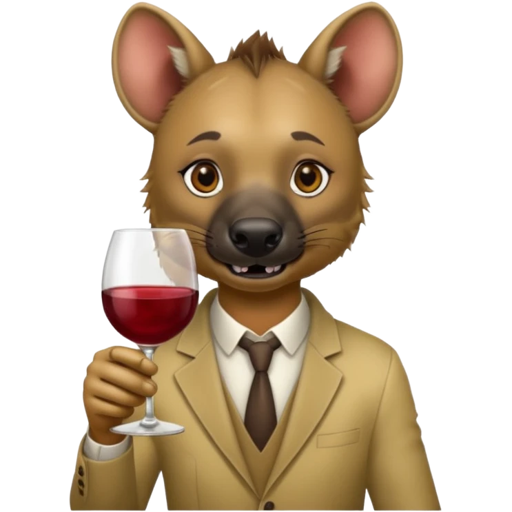 hyena with glass of wine emoji