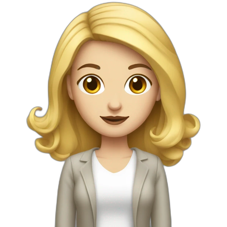 A beautiful whitefemale designer with an iPad emoji