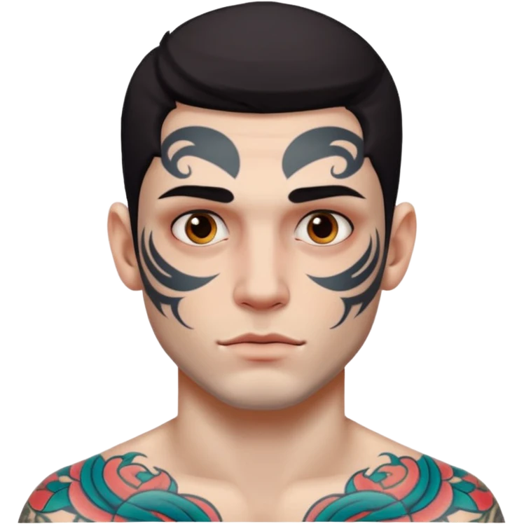 tattoo man, white skintone,tattoos on face. emoji