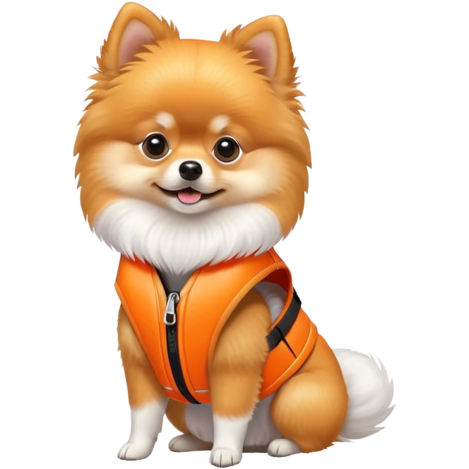 Pomeranian dog wearing life jacket emoji