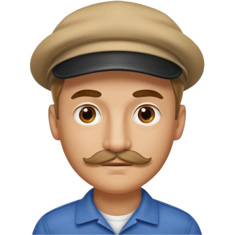 A man who look like hitler with tiny mustache wearing cap emoji