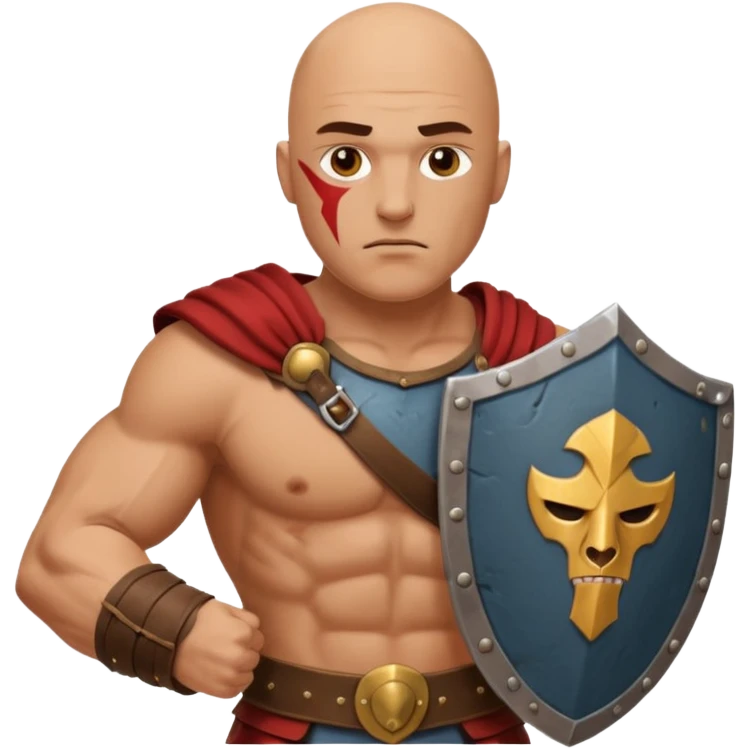 Bald gladiator with shield emoji