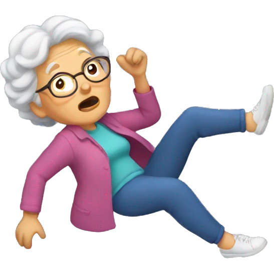 grandma falling emoji