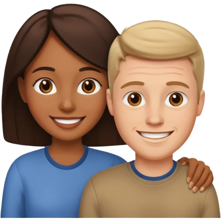Brown woman and white man couple emoji