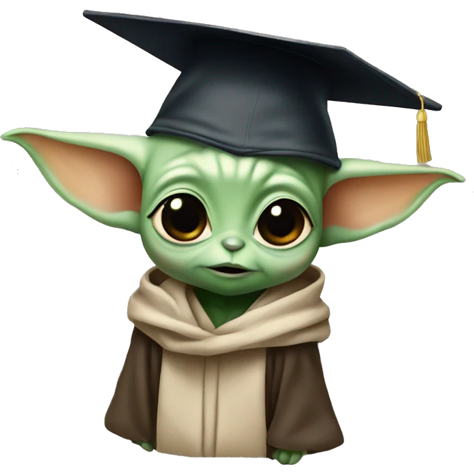 baby yoda wearing graduation cap emoji
