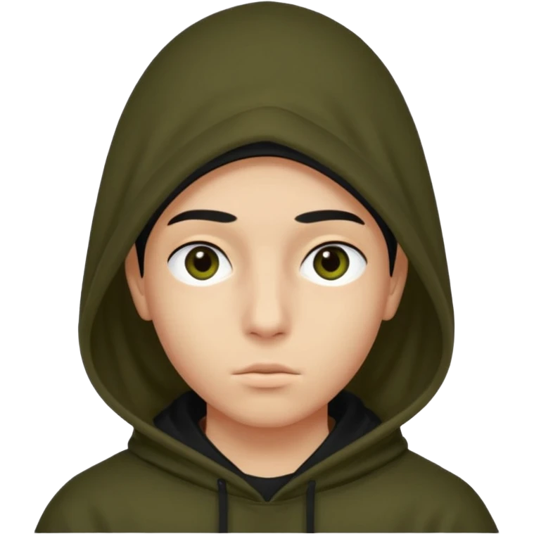 Un joven con una capucha negra que solo le deje ver los ojos y cejas emoji