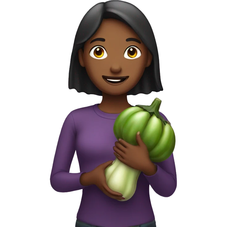 Girl holding eggplant emoji