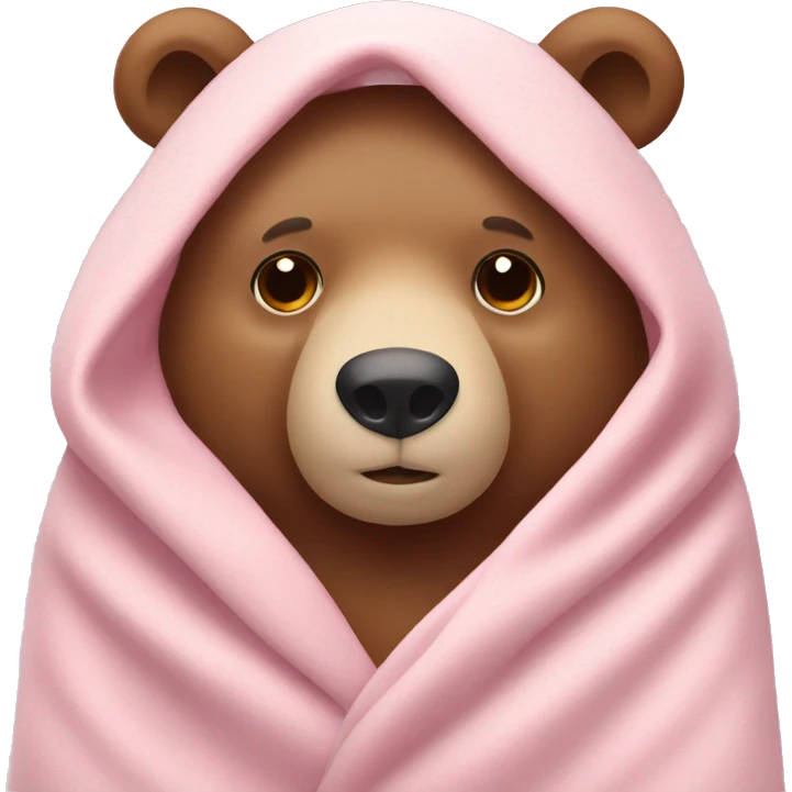 bear cozy in a light pink blanket emoji