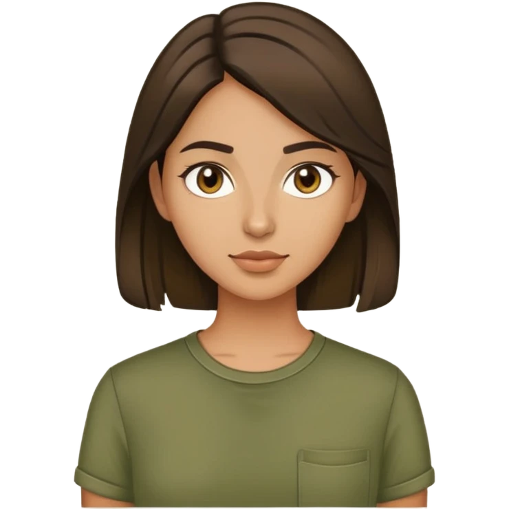 brunette in olive green shirt emoji