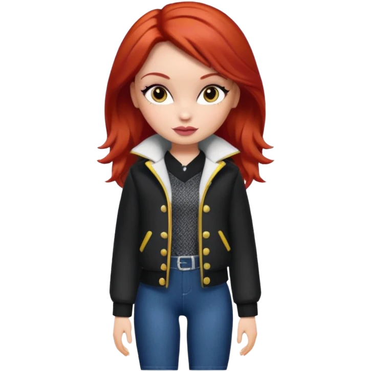 Bratz doll with red hair and a mole emoji