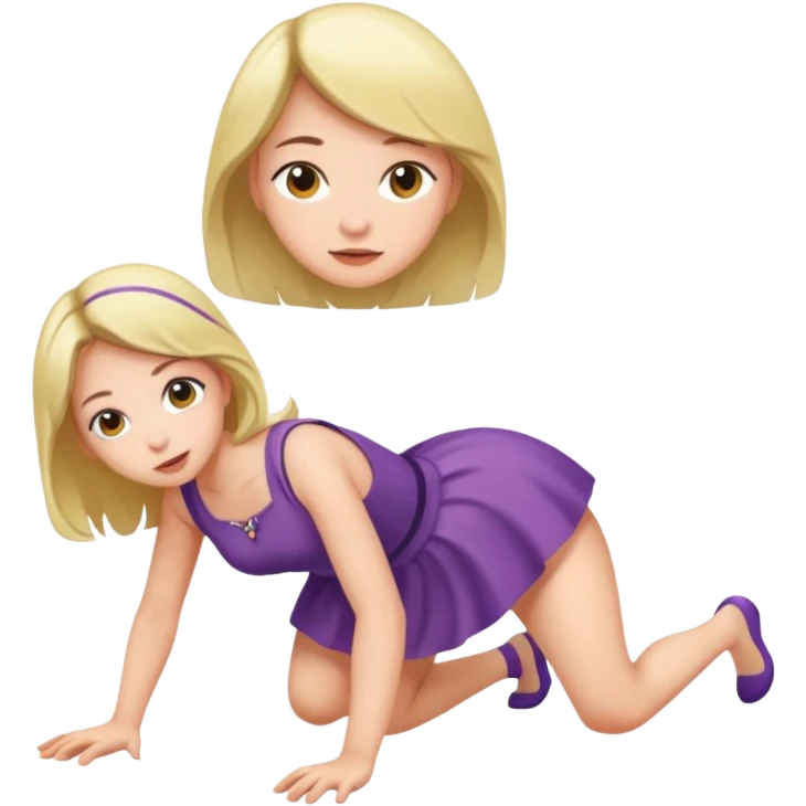 a young woman on all fours, crawling like a bitch. emoji