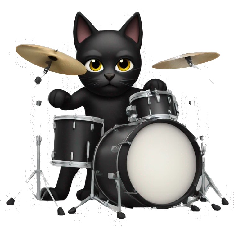 Black cat drummer emoji