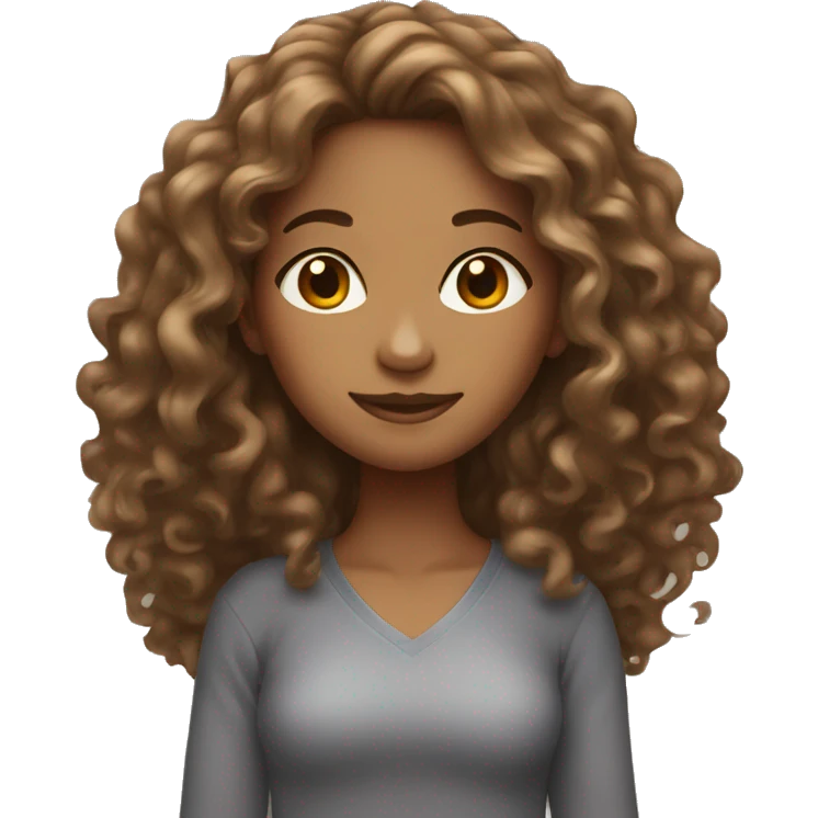 Tan girl with long curly brown hair  emoji