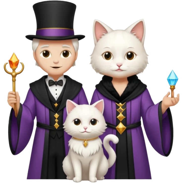 magician couple and their pet cat emoji