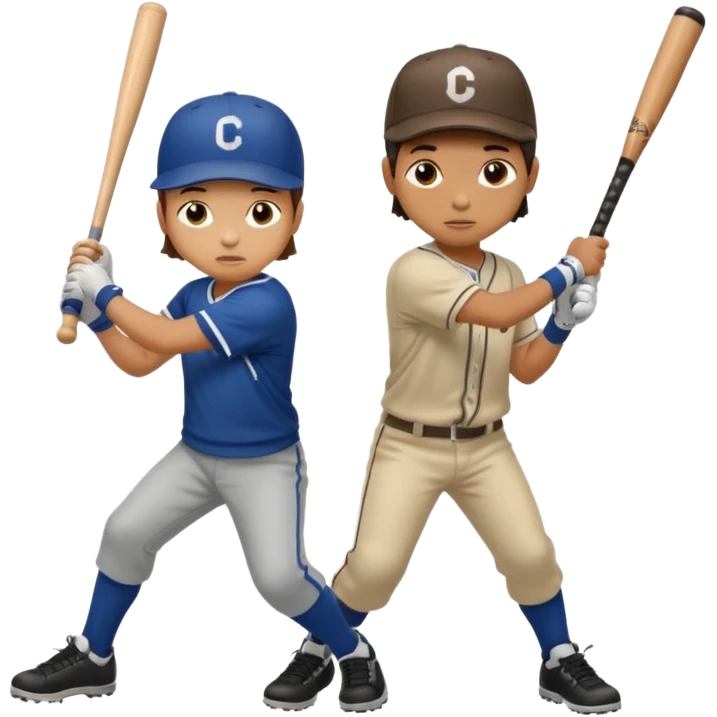 Kid hitting wiffle ball and other kid missing it emoji