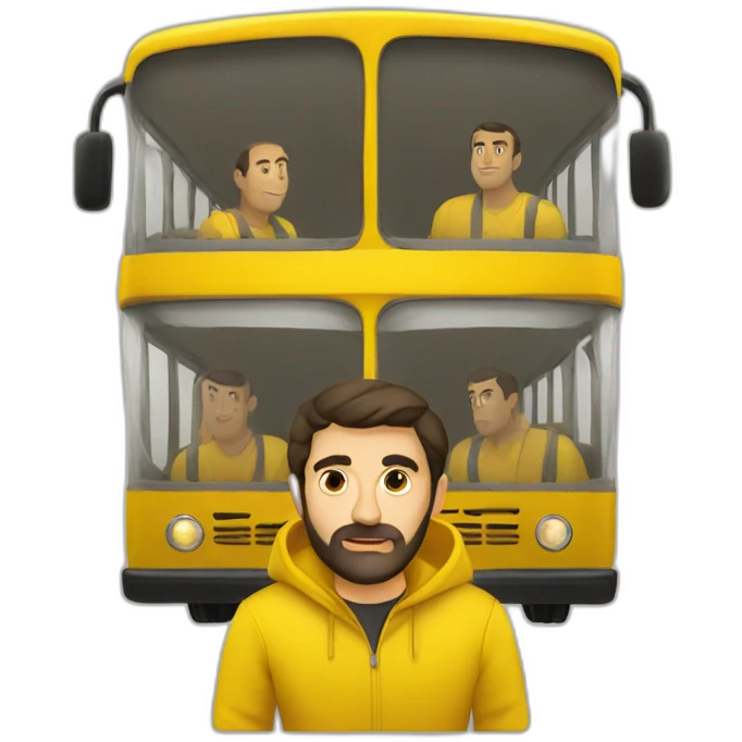 Armenian men in yellow clothing in the bus emoji