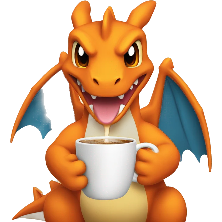 charizard drink a coffee emoji