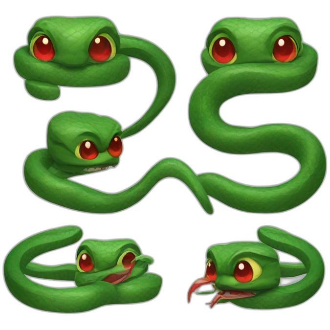 Green bad snake red eyes emoji