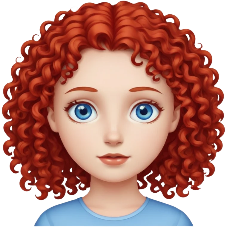açık tenli mavi gözlü kızıl kıvırcık saçlı kız emoji