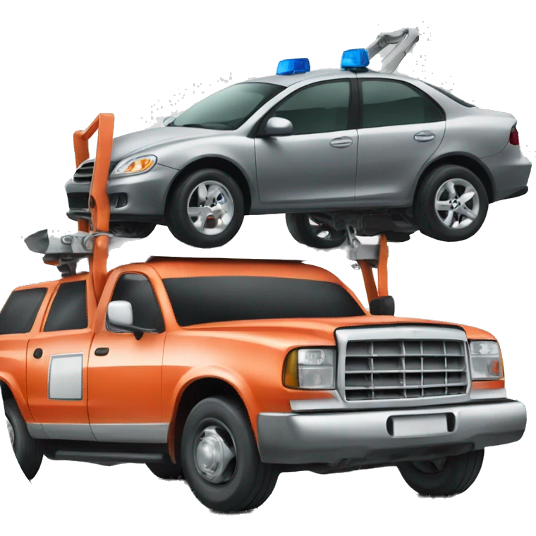 Tow truck carrying a smaller car  emoji