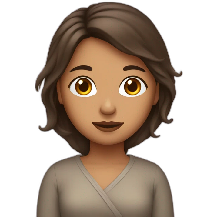 Fille brune avec une couette emoji