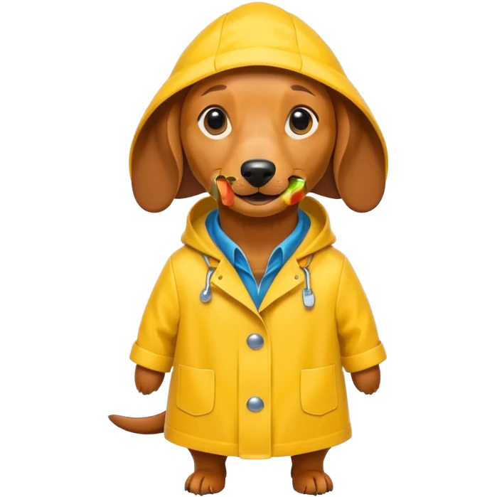 Dachshund wearing a raincoat  emoji