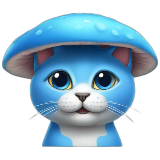 Blue-cat-with-mushroom-on-its-head emoji