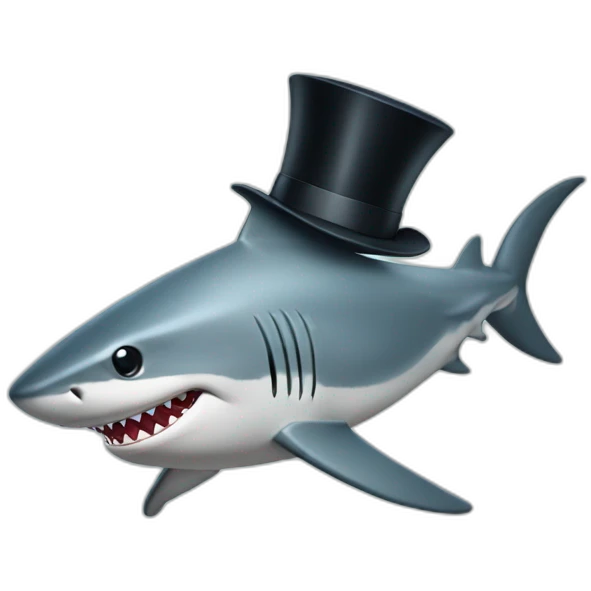 Shark with a top hat emoji