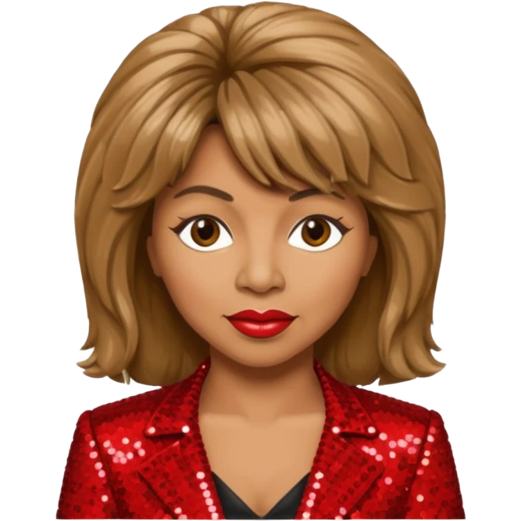 Tina Turner, Queen of Rock'n Roll from Famous People with long light brown hair, red sequin outfit emoji