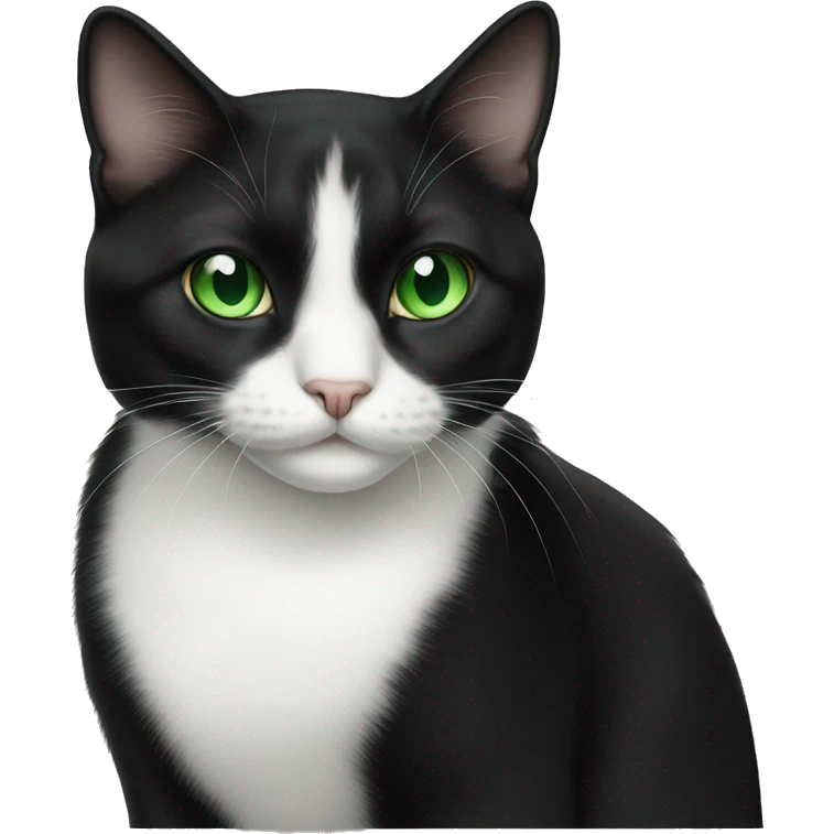Tuxedo cat with green eyes emoji