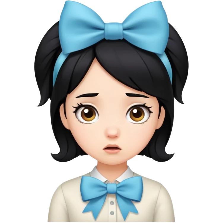 Black haired girl confused with bow  emoji