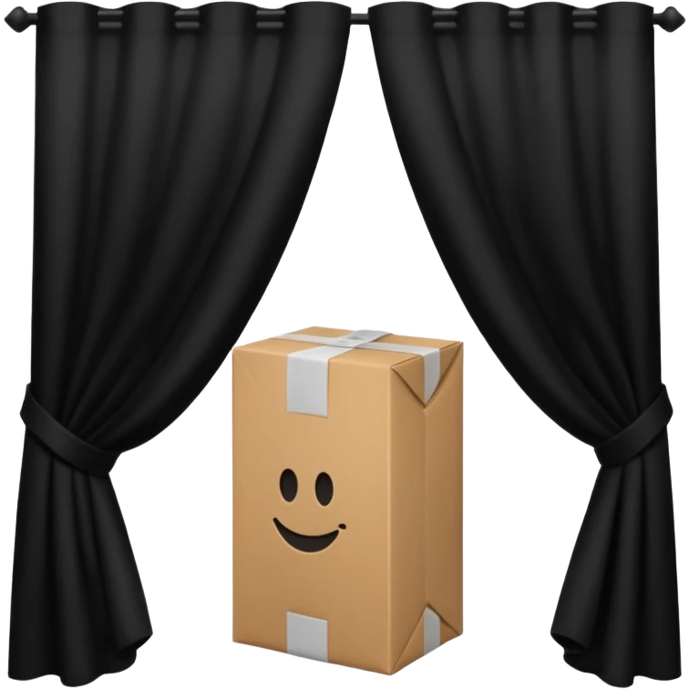 silhouette of a package hidden behind a curtain emoji