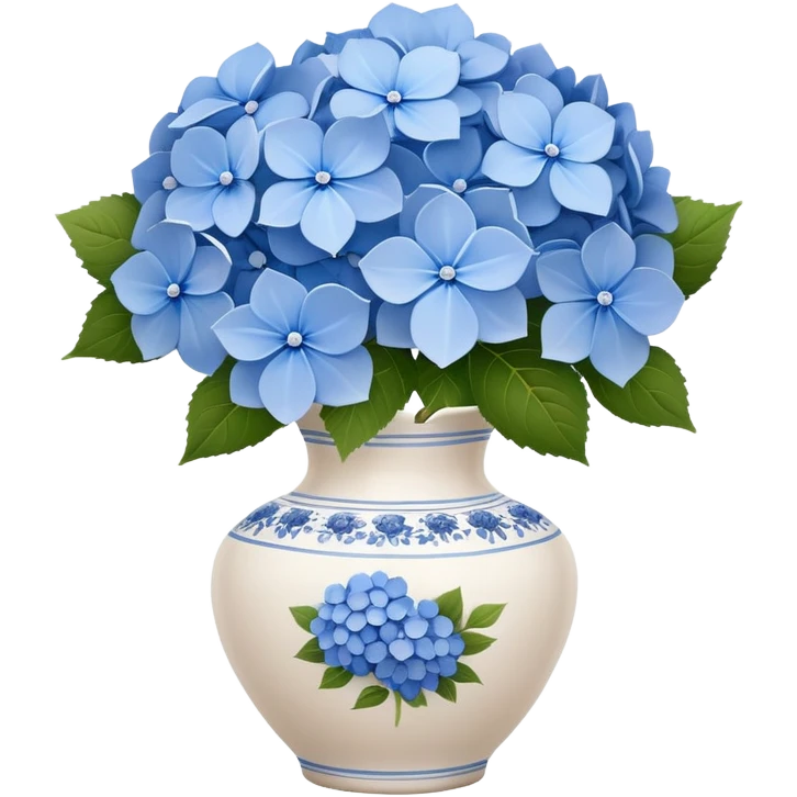 white vase with blue flowers emoji