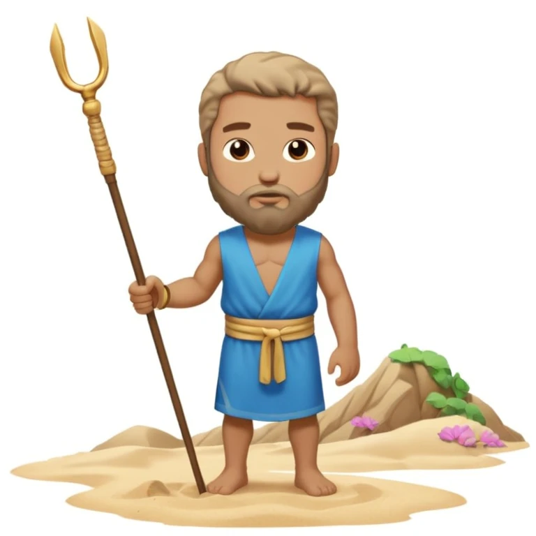 Moses standing firmly, gripping his rod, determined expression, sand and sky, historical illustration, emoji style emoji