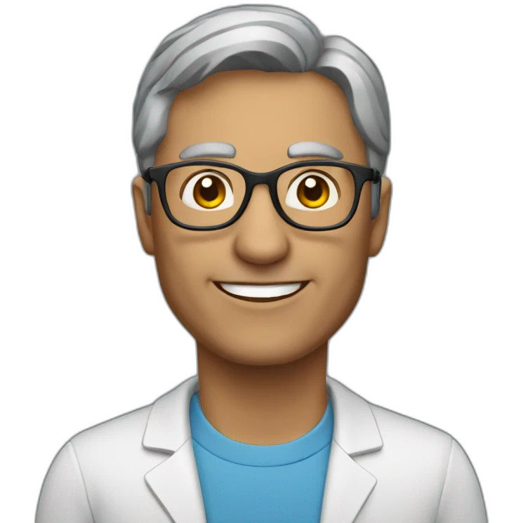a physic teacher, with dark gray hair, and glasses emoji
