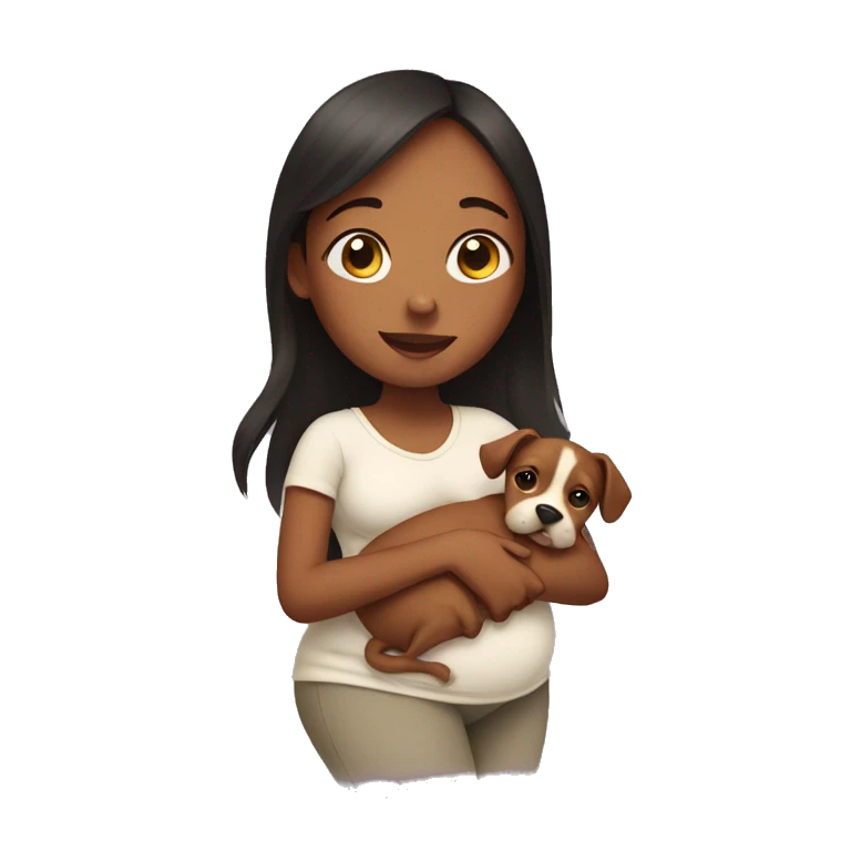 Pregnant Girl with dog emoji