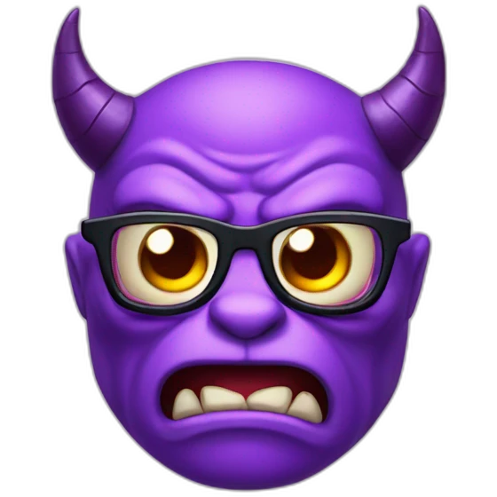 Angry purple devil in glasses emoji