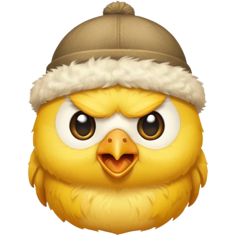 a grumpy chick wearing a hat emoji