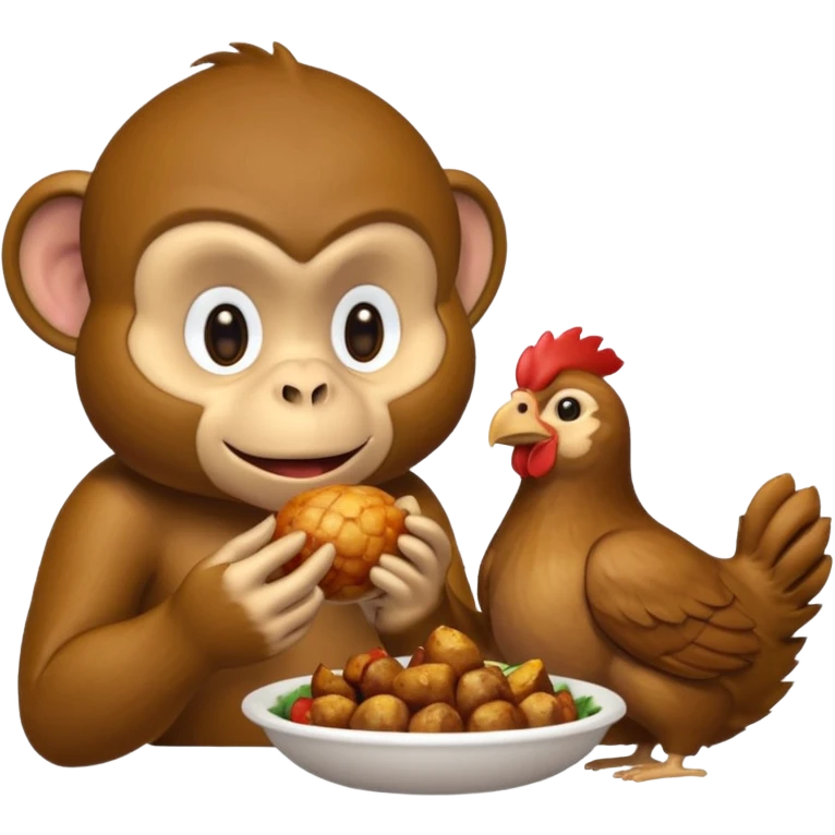 Monkey eating chicken emoji